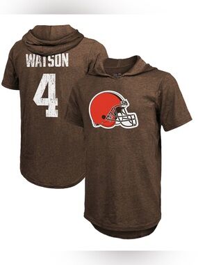 Cleveland Browns Deshaun Watson #4 NFL Hooded T Shirt Jersey Hoodie - NWT
